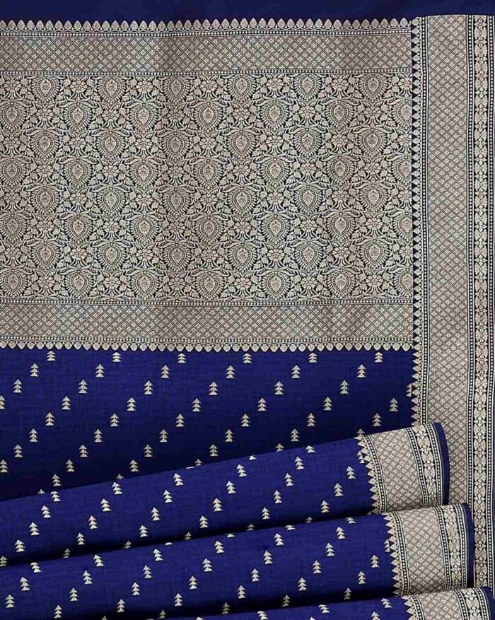 Women Satin Banarasi Saree with Resham Booti - Image 3