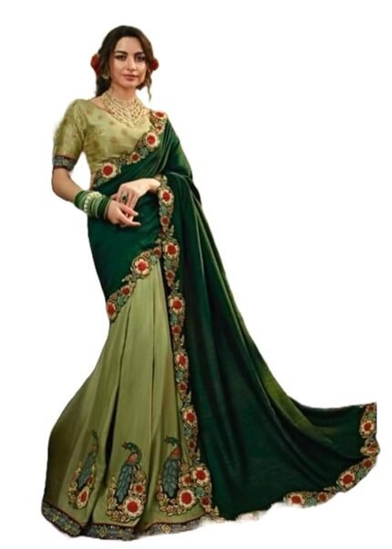 Cocktail Party Woman wear Soft Weaving Silk Designer Saree Blouse Indian Trendy Ethnic Sari (ST)