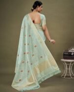 Embellished Design Tassels and Latkans Organza Saree - Image 3