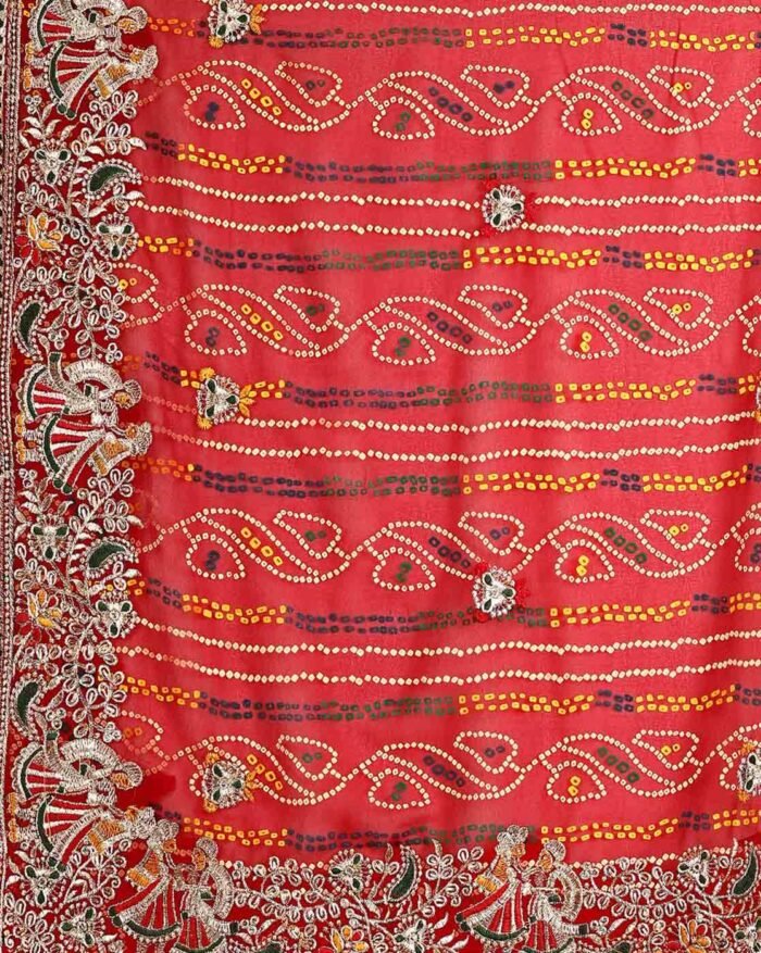 Women Georgette Bandhani Saree - Image 5