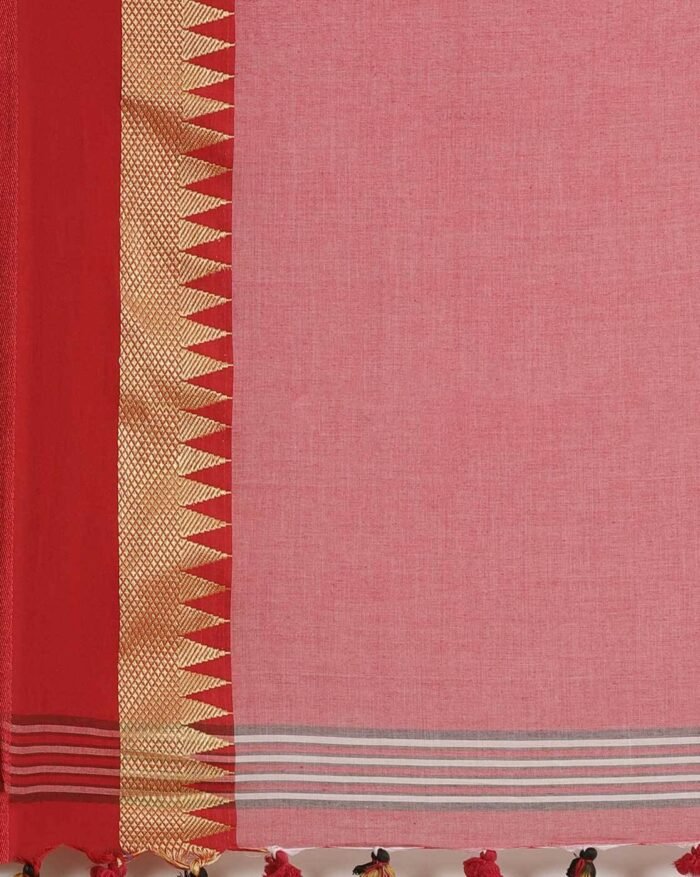 Pure Handloom Jamdhani Bengal Tant Saree - Image 4