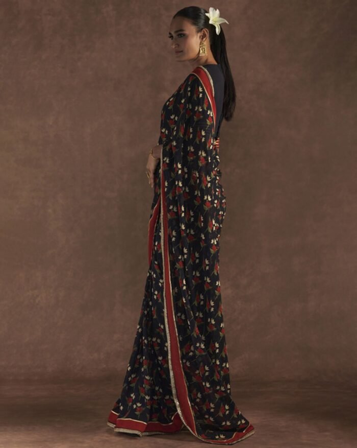 BLACK IRISBUD SAREE Saree - Image 3