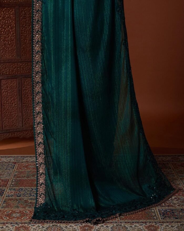 Embellished Georgette Saree with Unstitched Blouse Piece - Image 4