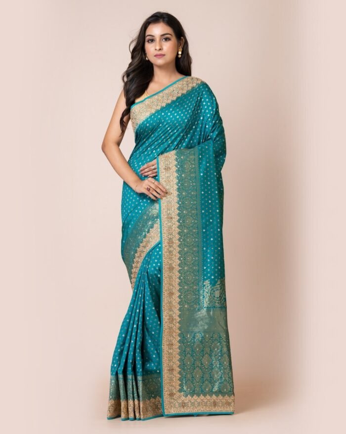 Women Zari Woven Saree with Embroidered Border - Image 1