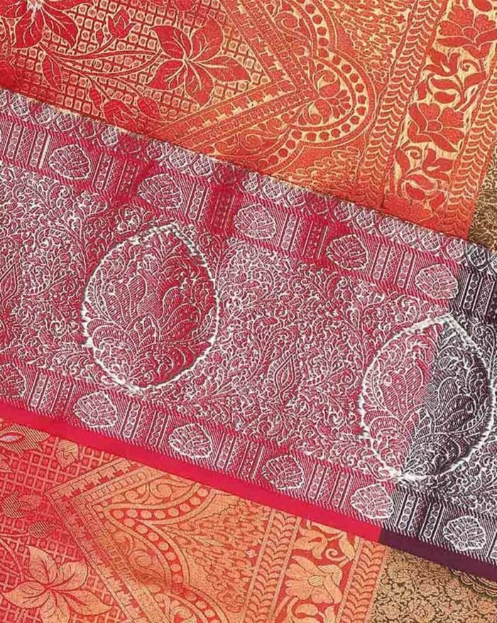 Paisley Woven South Silk Cotton Kanjeevaram Saree - Image 5