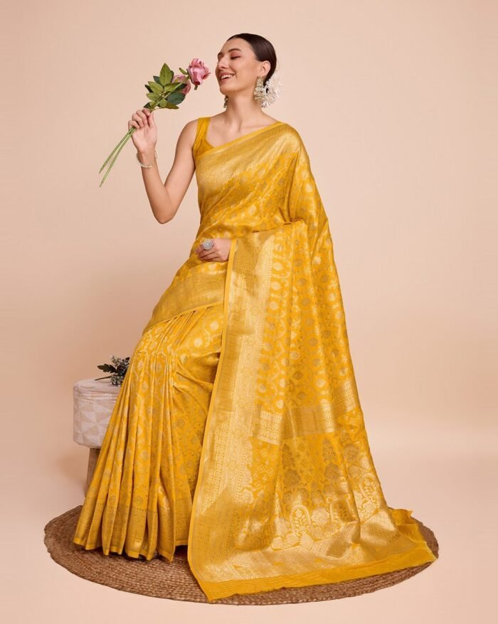 Women Kanjivaram Saree with Blouse Piece - Image 2